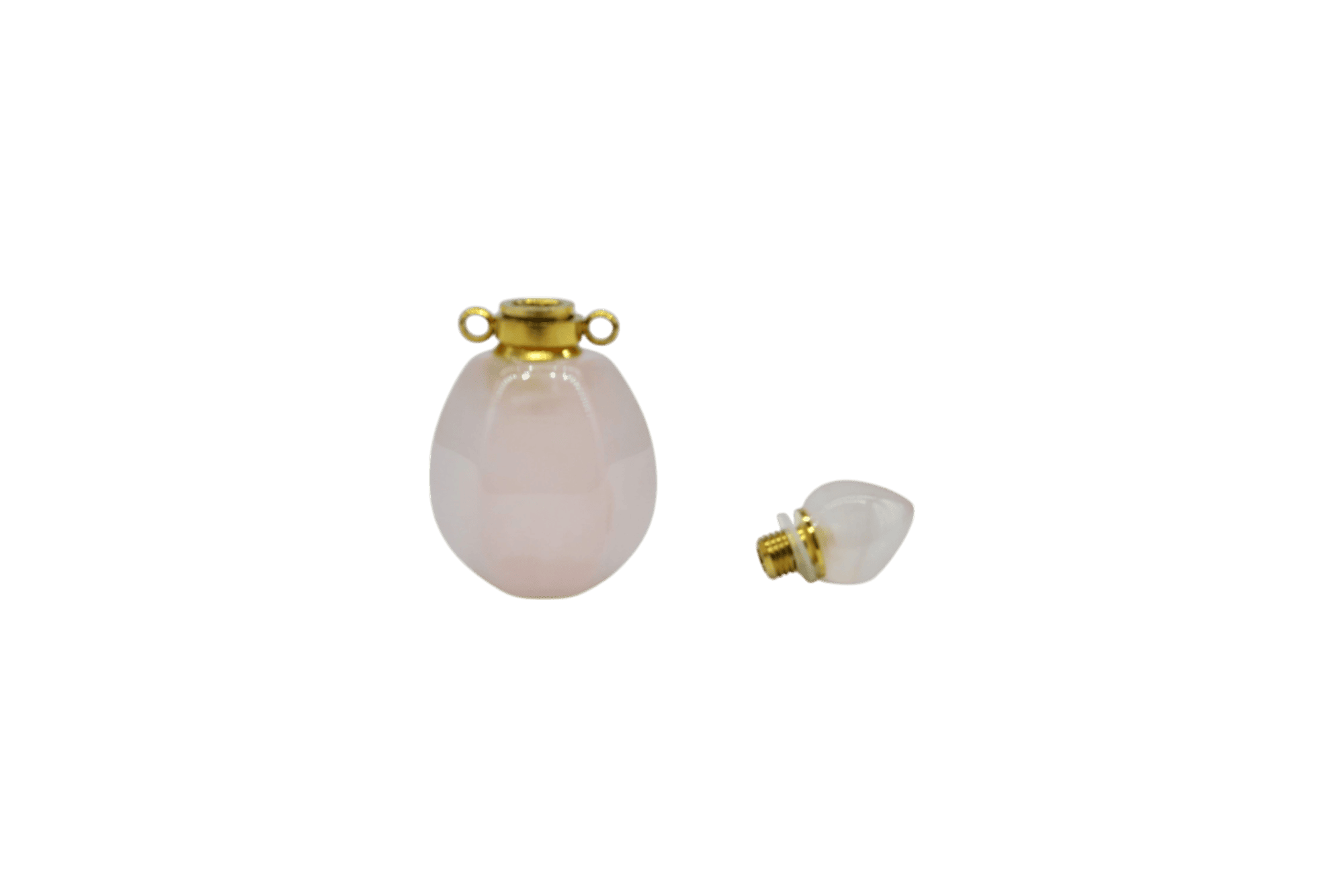 Perfumero de cuarzo rosa en forma de gota con facetas - Imagen 3