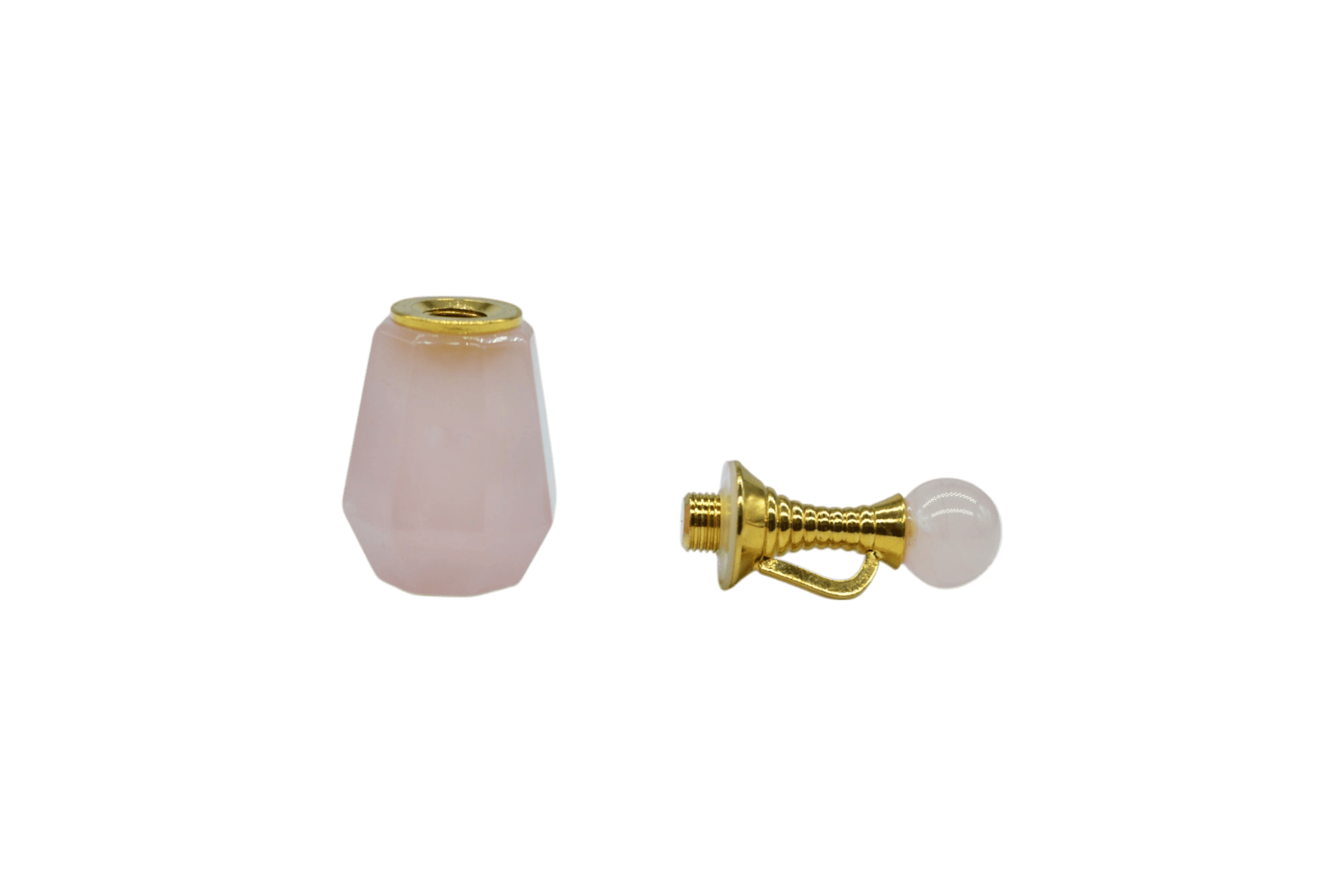 Perfumero de cuarzo rosa en forma de jarrón con facetas - Imagen 3