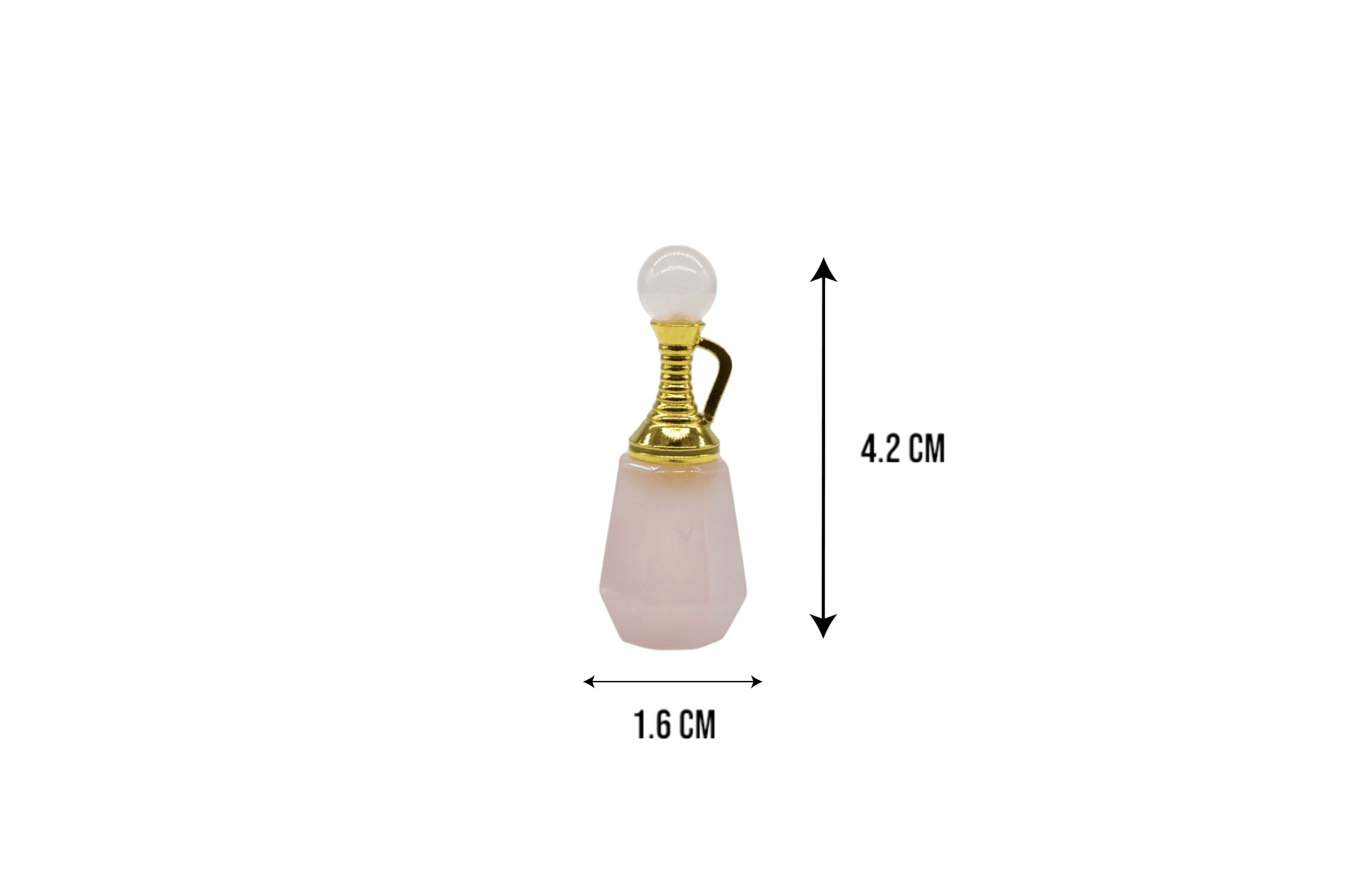 Perfumero de cuarzo rosa en forma de jarrón con facetas - Imagen 2
