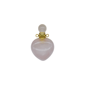 Perfumero de cuarzo rosa en forma de corazón