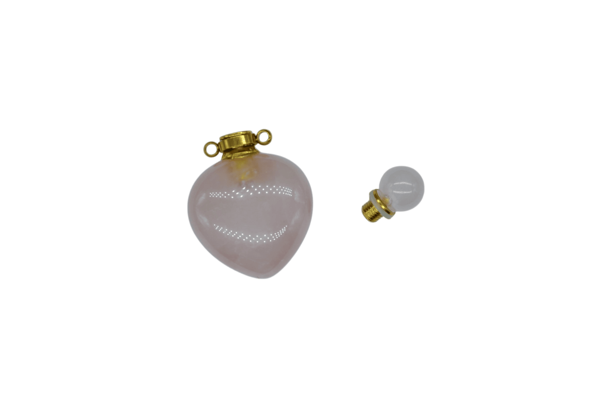 Perfumero de cuarzo rosa en forma de corazón - Imagen 3
