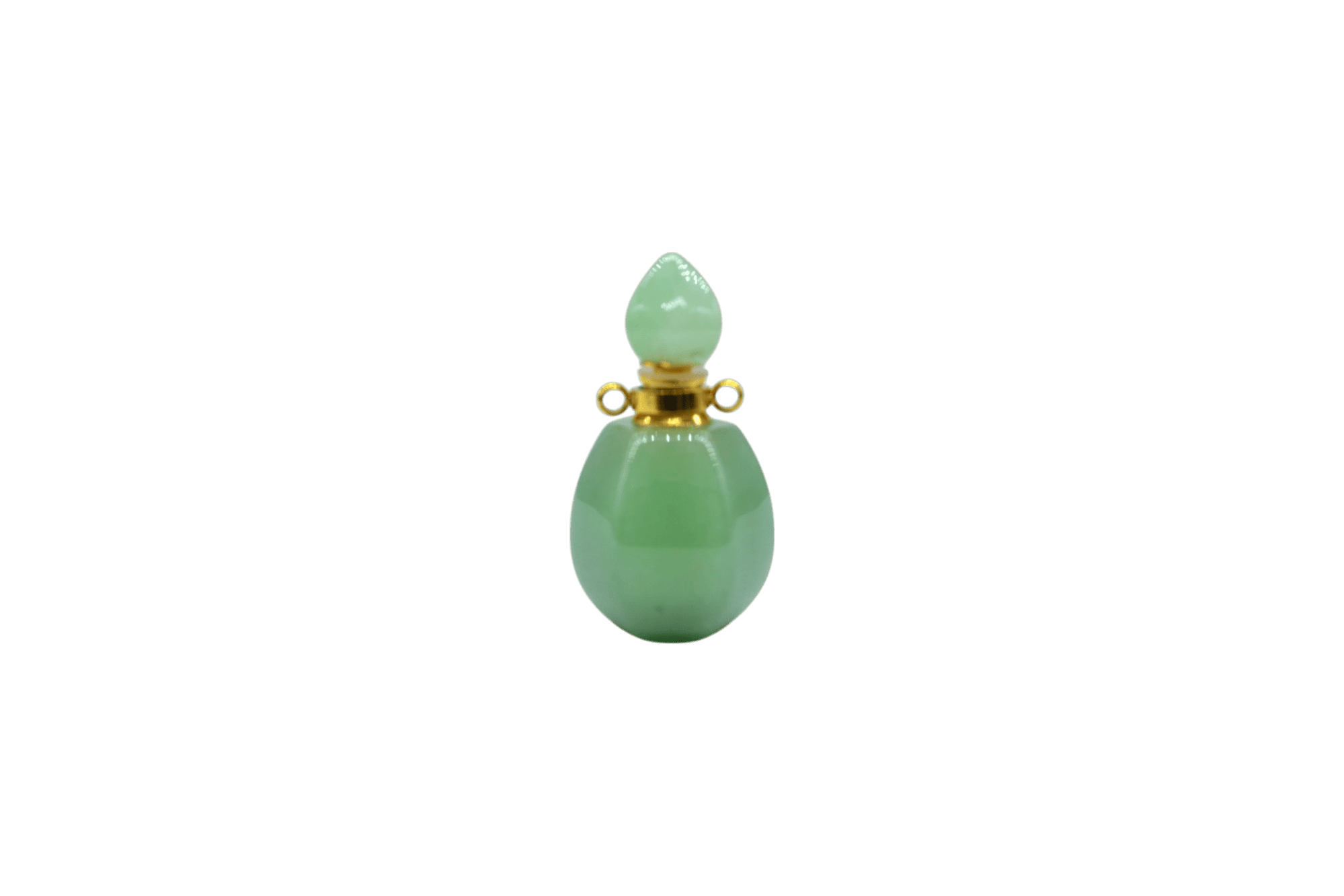 Perfumero de cuarzo verde en forma de gota con facetas