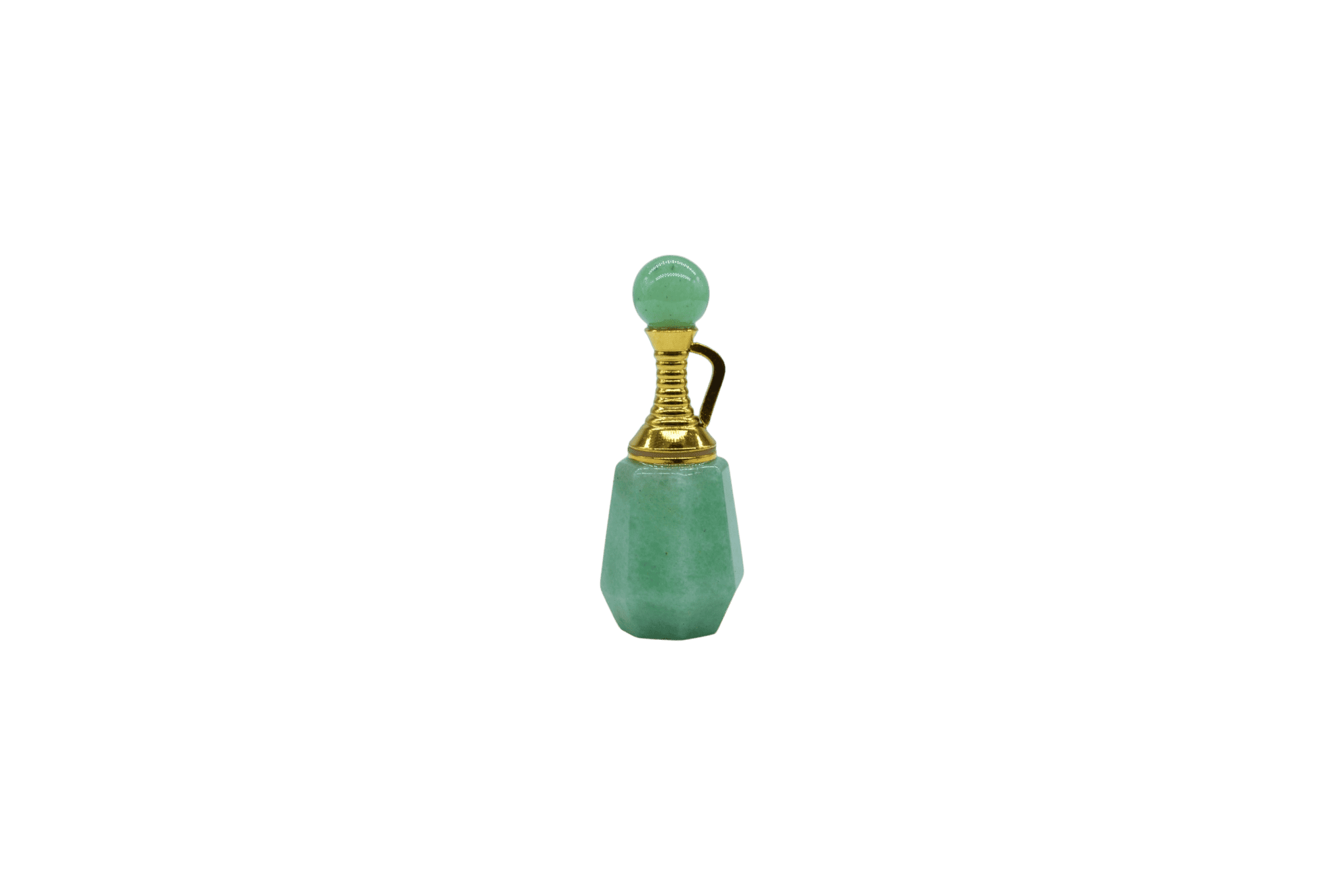 Perfumero de cuarzo verde en forma de jarrón con facetas