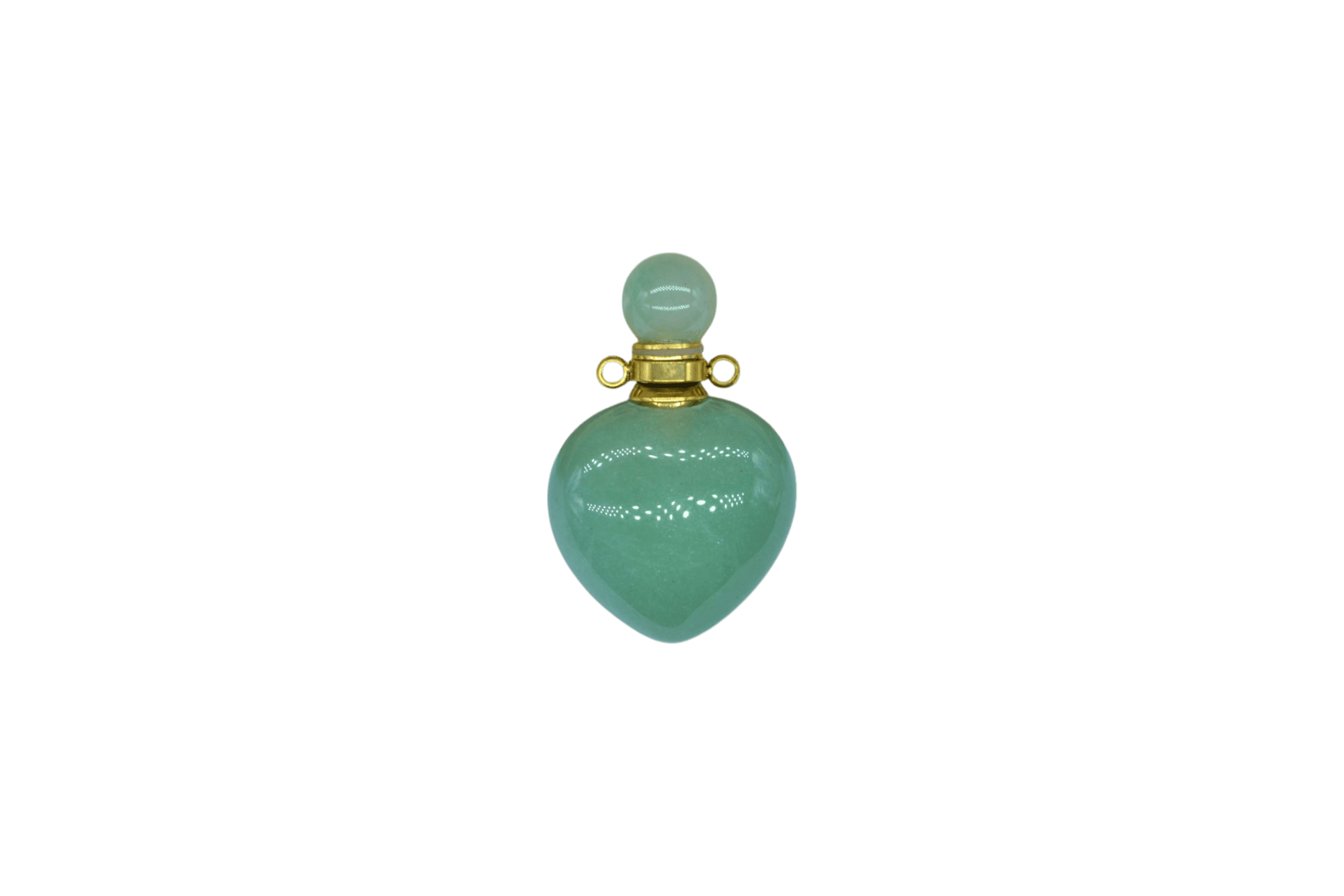Perfumero de cuarzo verde en forma de corazón