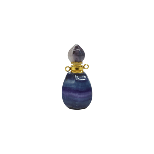 Perfumero de piedra fluorita en forma de gota con facetas