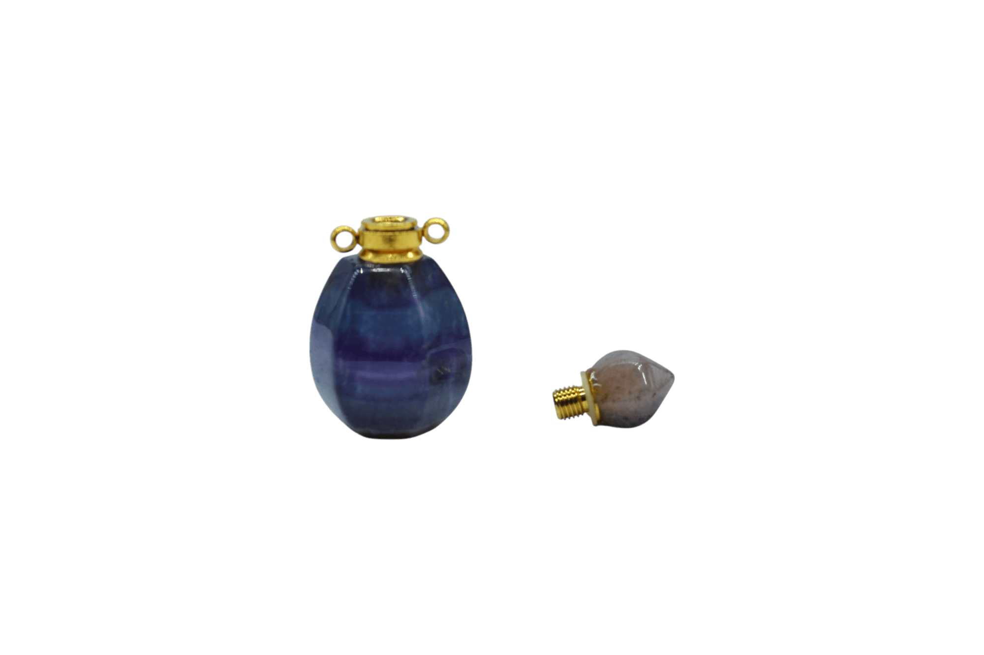 Perfumero de piedra fluorita en forma de gota con facetas - Imagen 3