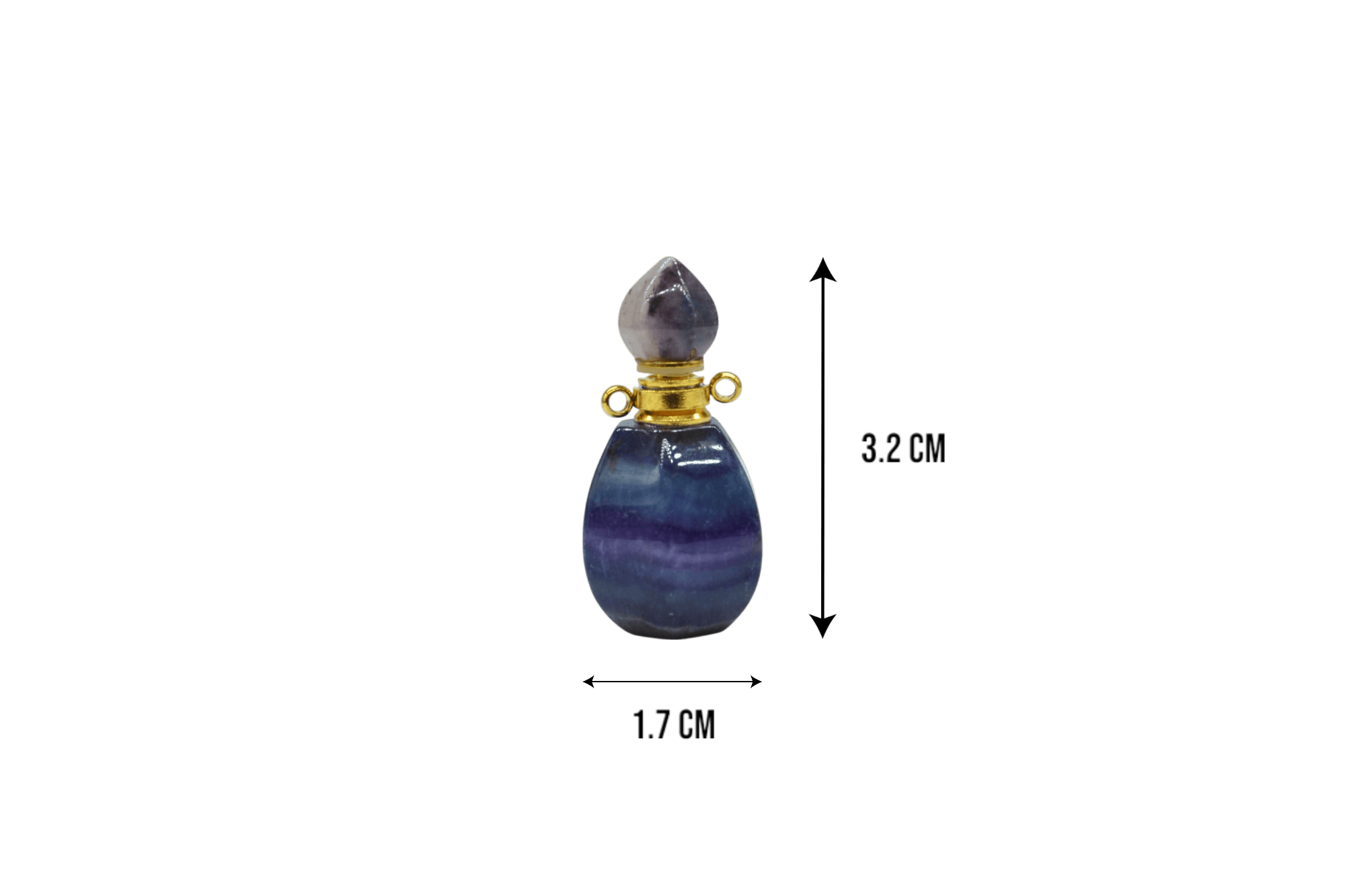 Perfumero de piedra fluorita en forma de gota con facetas - Imagen 2