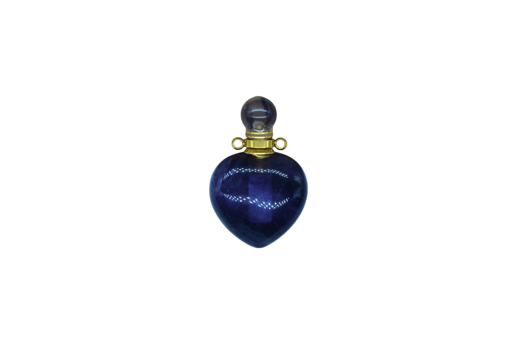 Perfumero de piedra fluorita en forma de corazón