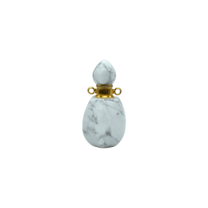 Perfumero de piedra howlita en forma de gota con facetas