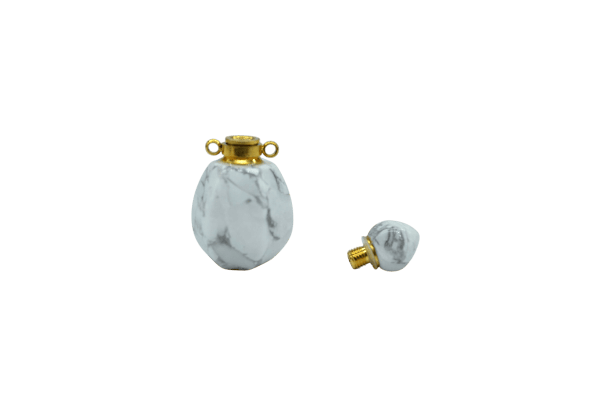 Perfumero de piedra howlita en forma de gota con facetas - Imagen 3