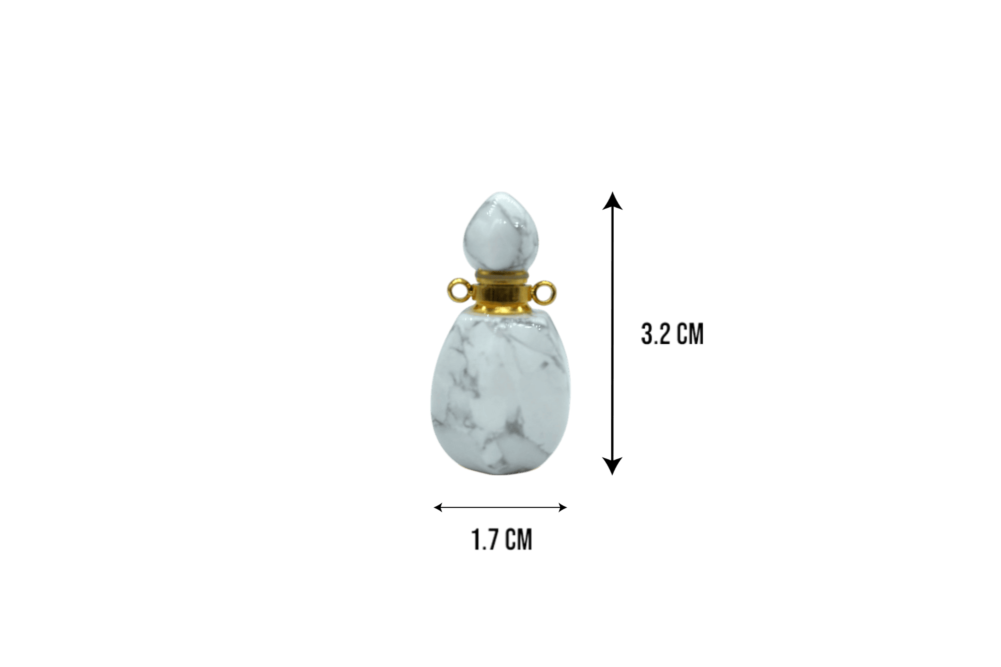 Perfumero de piedra howlita en forma de gota con facetas - Imagen 2