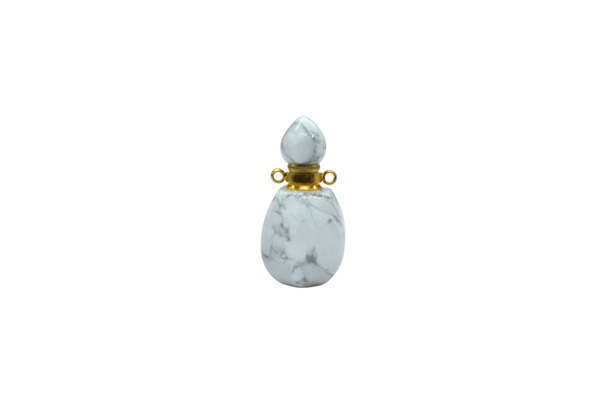 Perfumero de piedra howlita en forma de gota con facetas