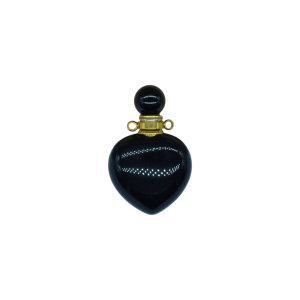 Perfumero de piedra obsidiana en forma de corazón
