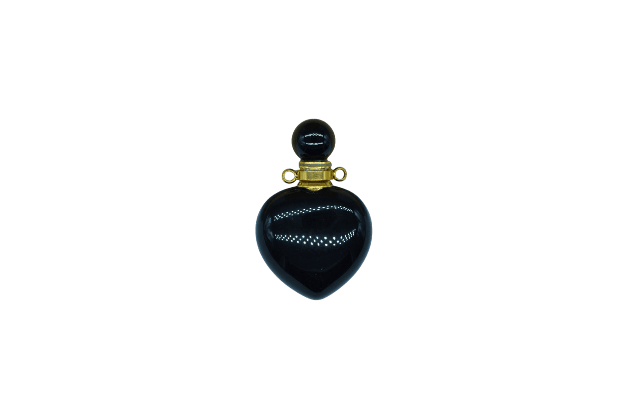 Perfumero de piedra obsidiana en forma de corazón