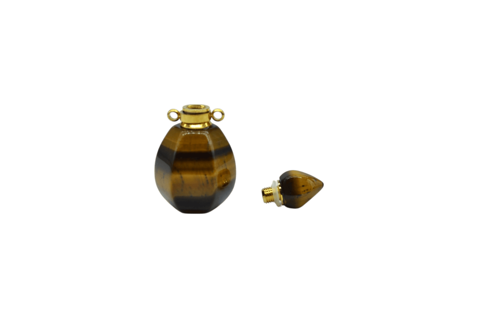 Perfumero de piedra ojo de tigre en forma de gota con facetas - Imagen 3
