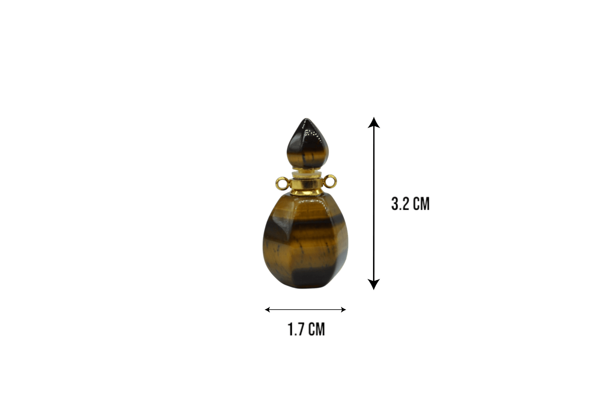 Perfumero de piedra ojo de tigre en forma de gota con facetas - Imagen 2