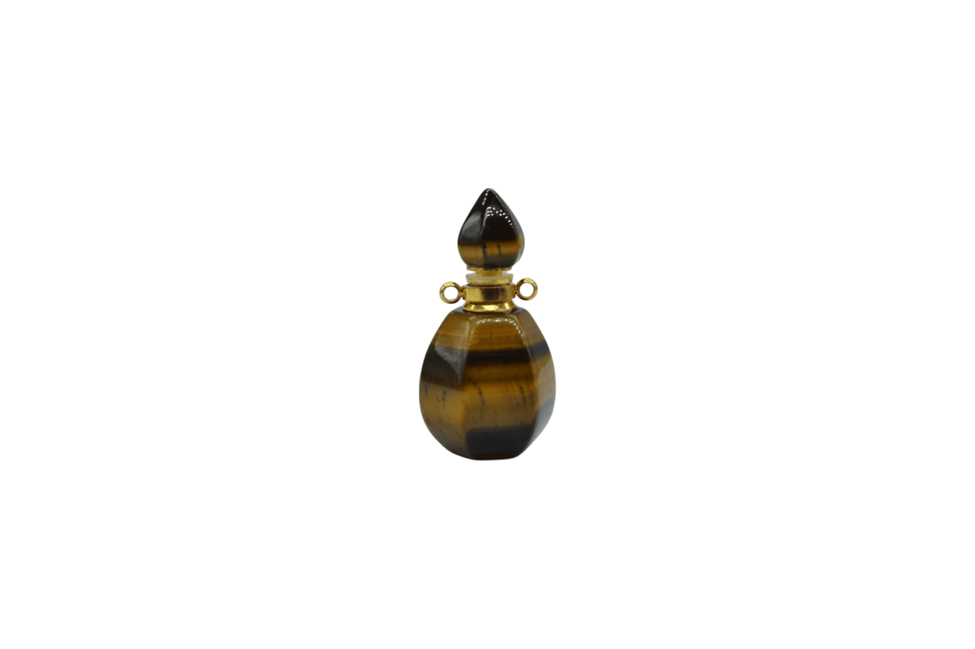 Perfumero de piedra ojo de tigre en forma de gota con facetas