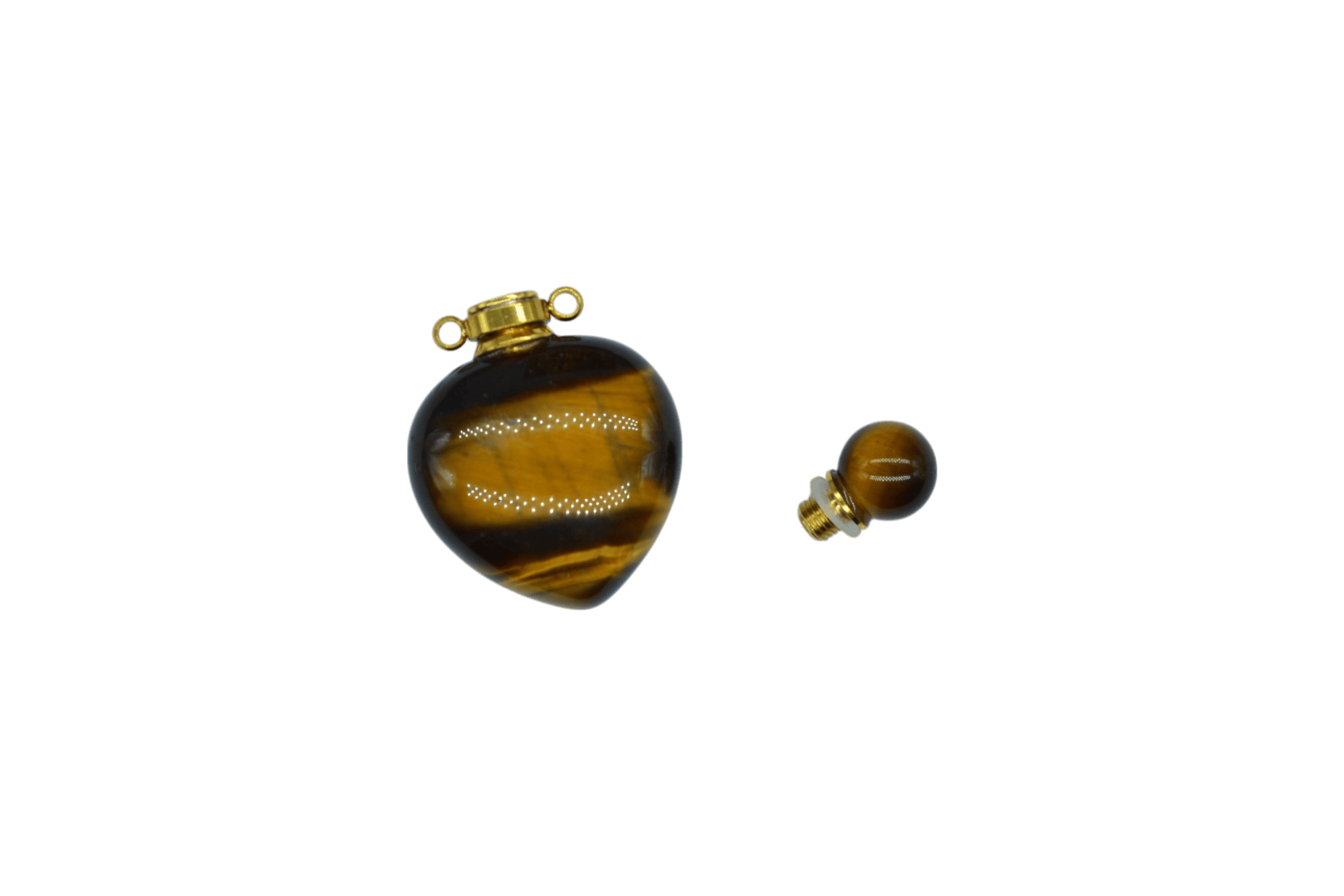 Perfumero de piedra ojo de tigre en forma de corazón - Imagen 3
