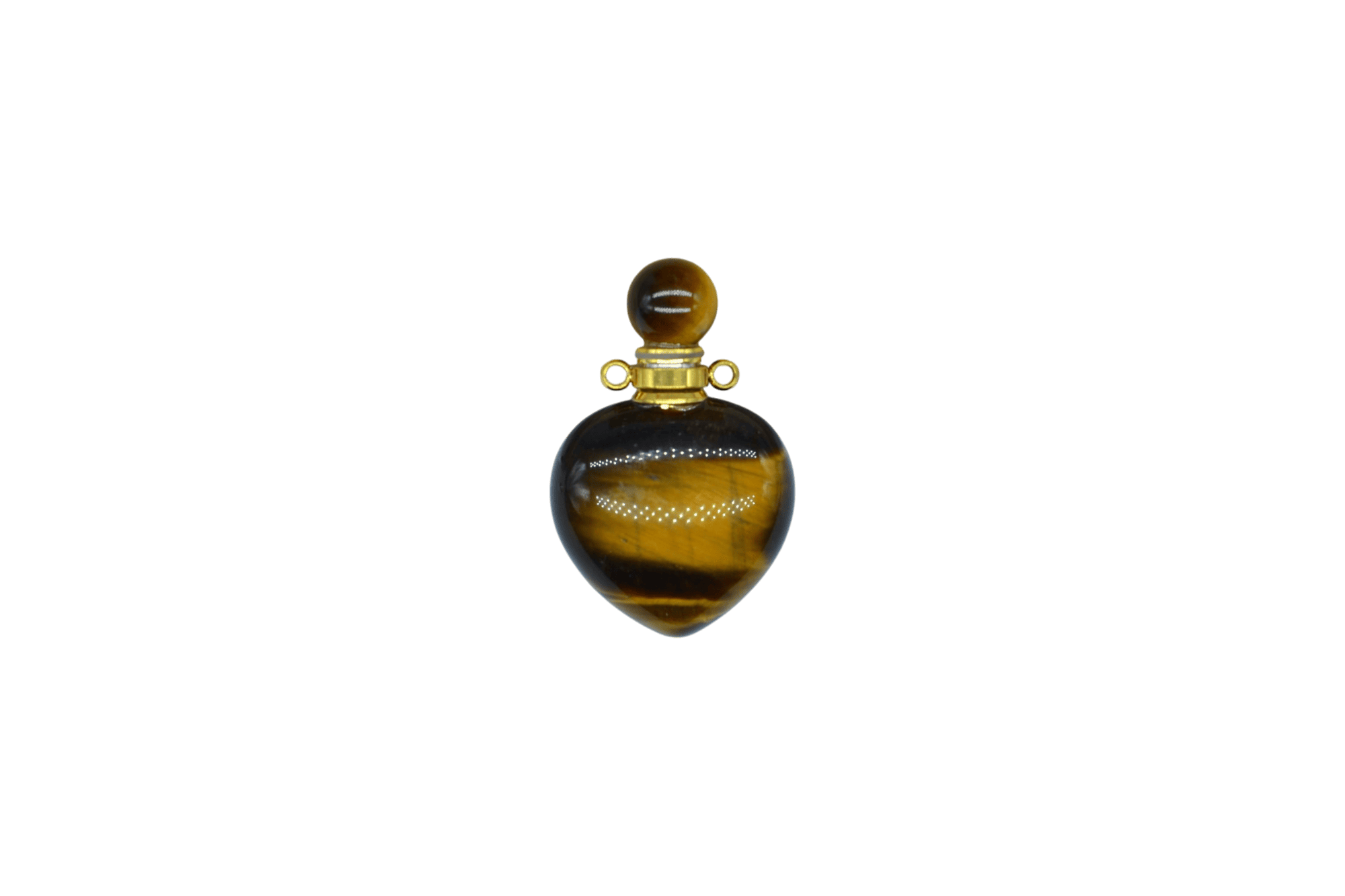 Perfumero de piedra ojo de tigre en forma de corazón