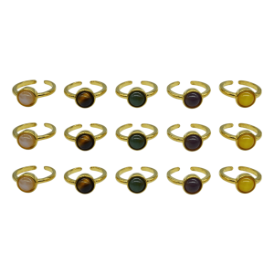 ANILLOS DE LATÓN AJUSTABLES DISEÑO DE UNA CUENTA DE PIEDRA
