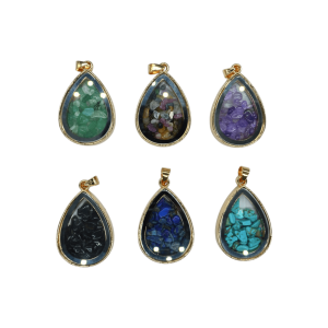 DIJES DE PIEDRA ENCAPSULADA EN FORMA DE GOTA