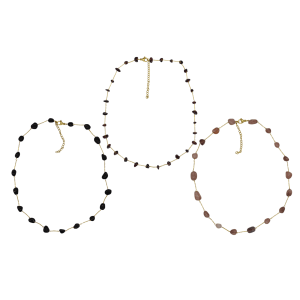 GARGANTILLAS DE METAL CON CUENTAS AMORFAS DE PIEDRA NATURAL