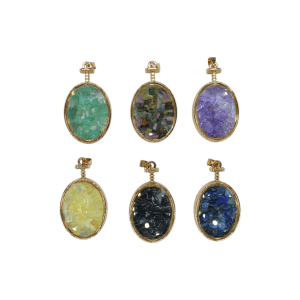 DIJES DE PIEDRA ENCAPSULADA EN FORMA OVAL