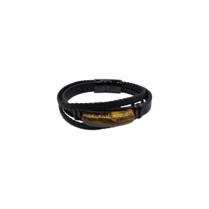 Pulsera de piel con piedra ojo de tigre | Modelo 1