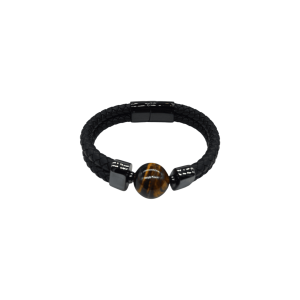 Pulsera de piel con piedra ojo de tigre | Modelo 3