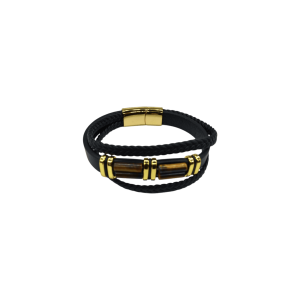 Pulsera de piel con piedra ojo de tigre | Modelo 4