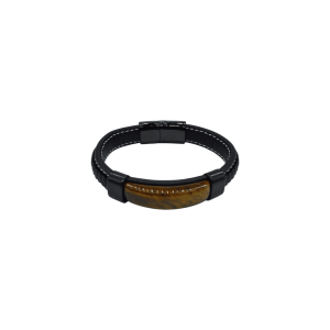 Pulsera de piel con piedra ojo de tigre | Modelo 6