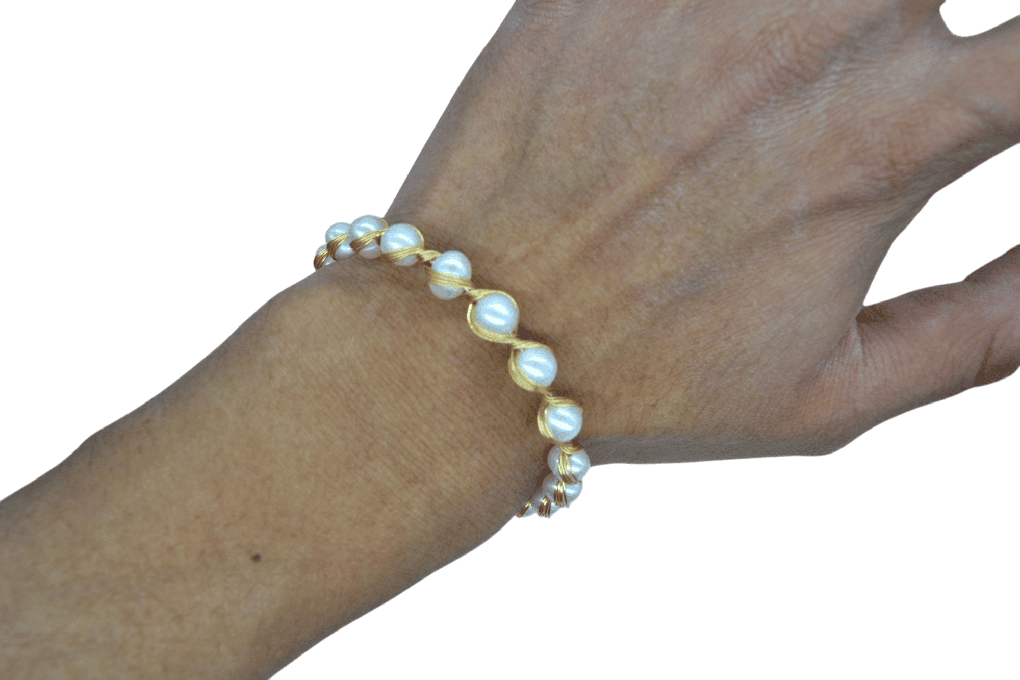 Brazalete con 18-20 perlas de cultivo engarzadas con alambre - Imagen 2