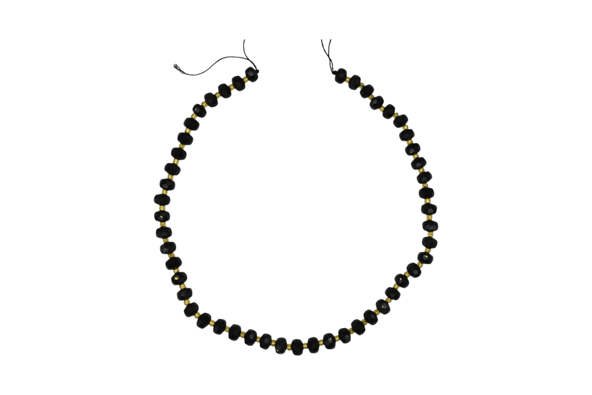 Tira de piedra obsidiana negra en forma de dona facetada | 6mm x 8mm - Imagen 2