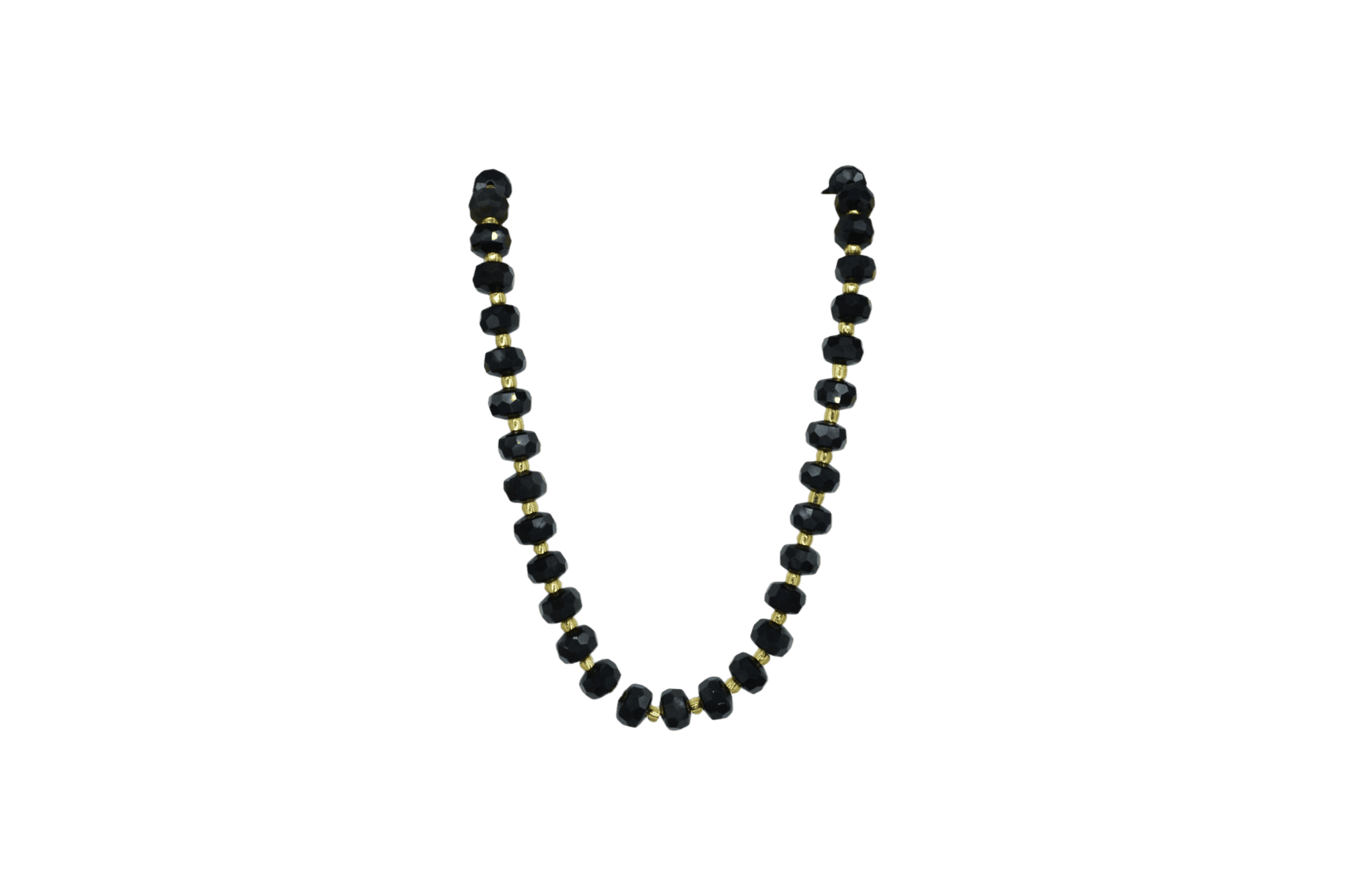 Tira de piedra obsidiana negra en forma de dona facetada | 6mm x 8mm