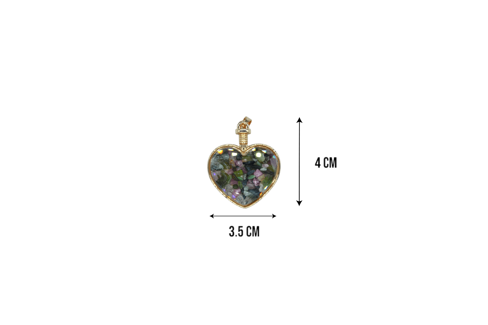 Dije de piedra turmalina sandía encapsulado en forma de corazón - Imagen 2