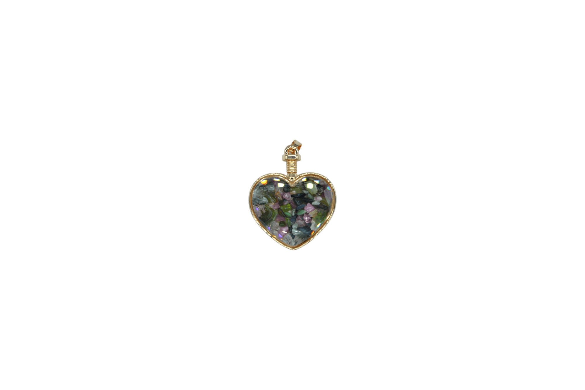 Dije de piedra turmalina sandía encapsulado en forma de corazón