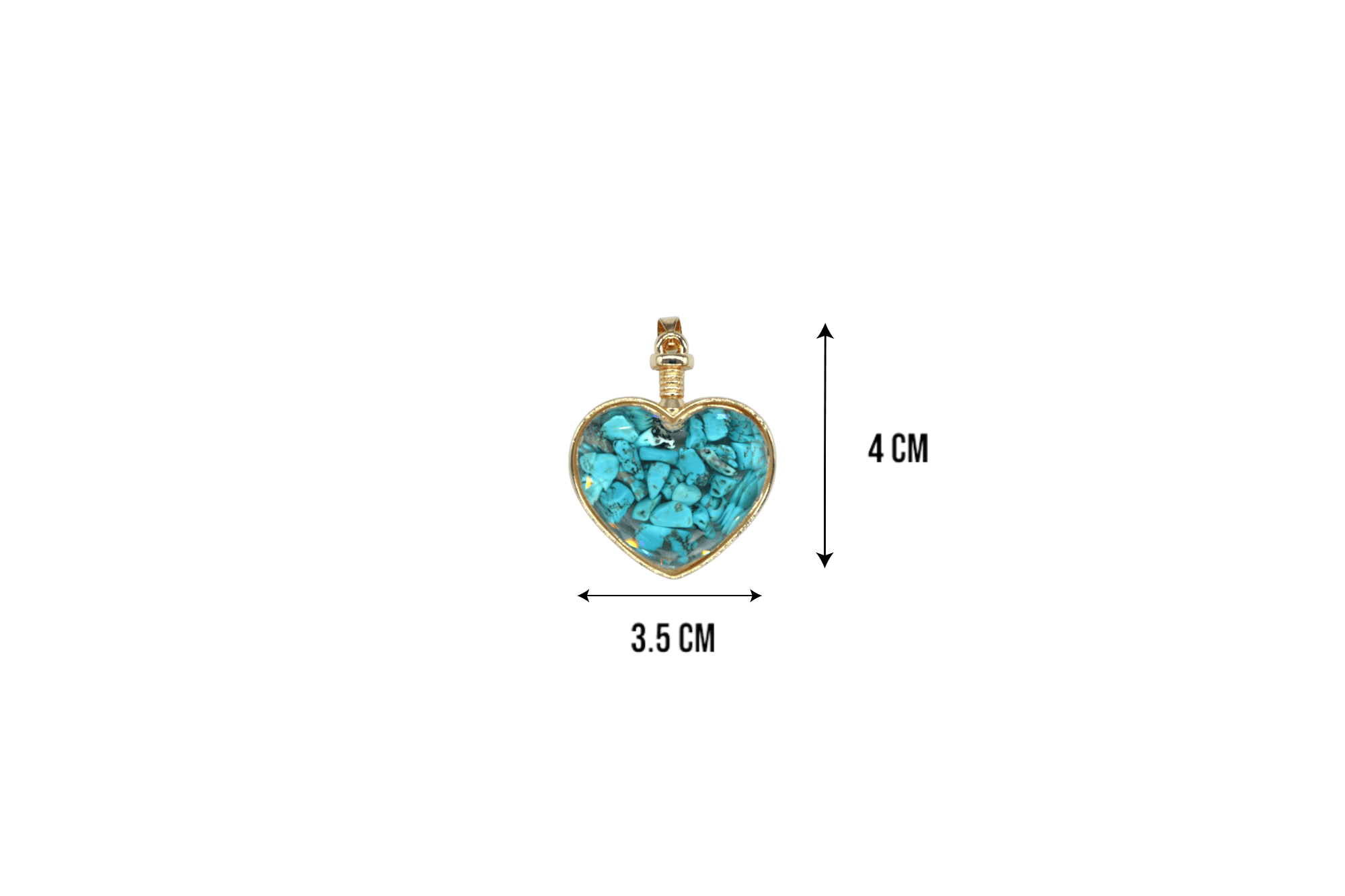 Dije de piedra turquesa encapsulado en forma de corazón - Imagen 2