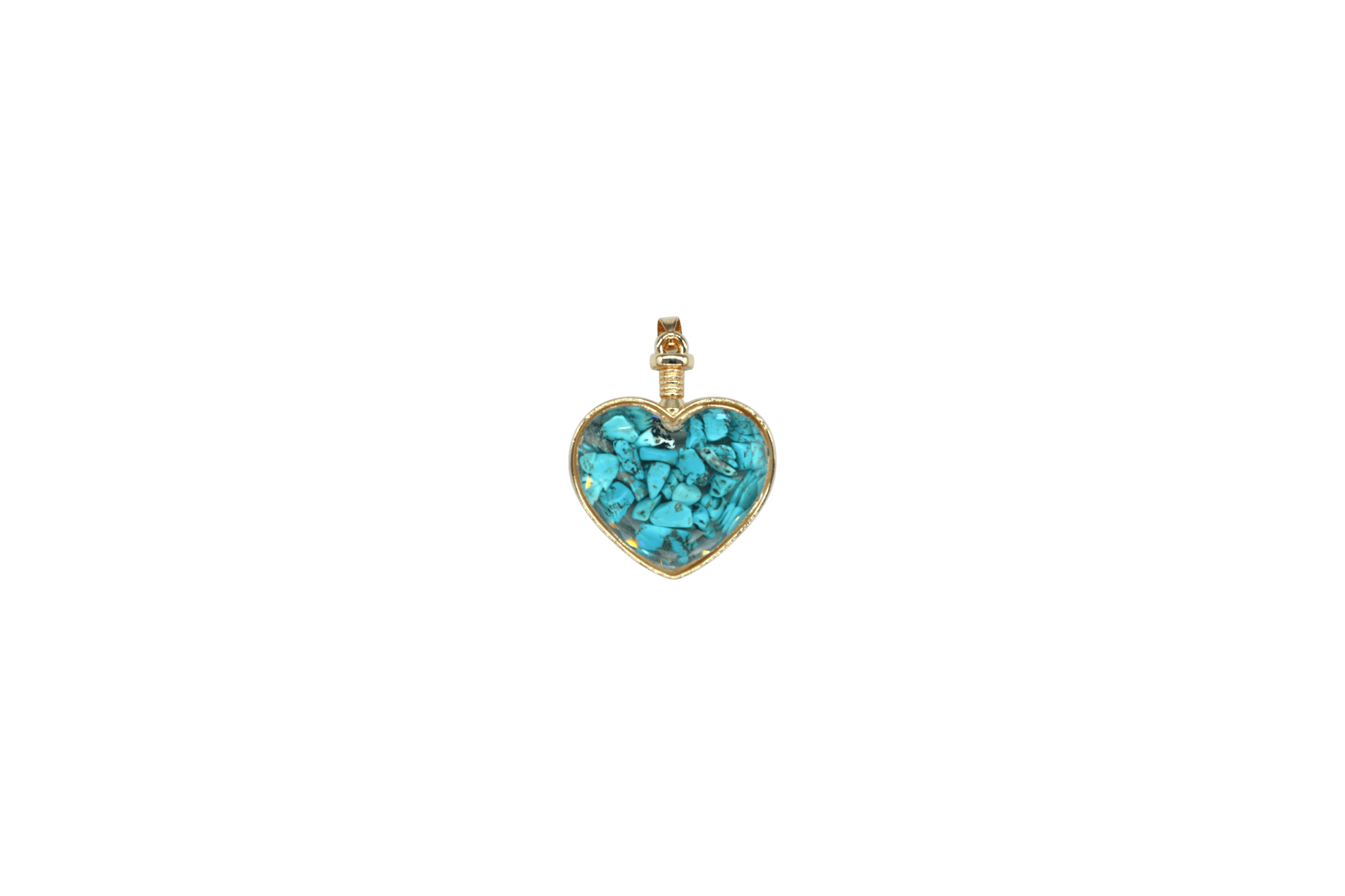 Dije de piedra turquesa encapsulado en forma de corazón