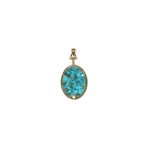 Dije de piedra turquesa encapsulado en forma oval