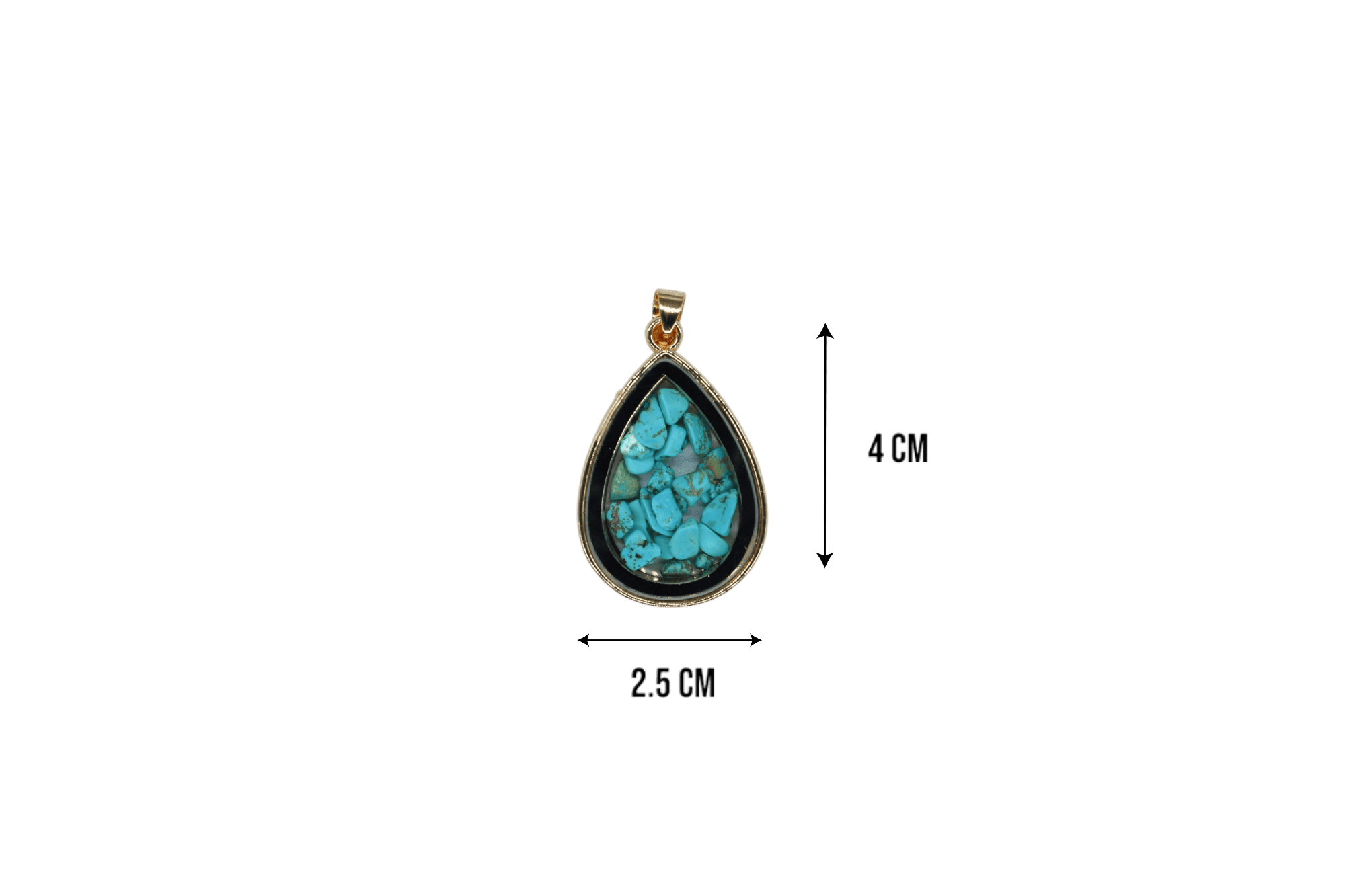 Dije de piedra turquesa encapsulado en forma de gota - Imagen 2