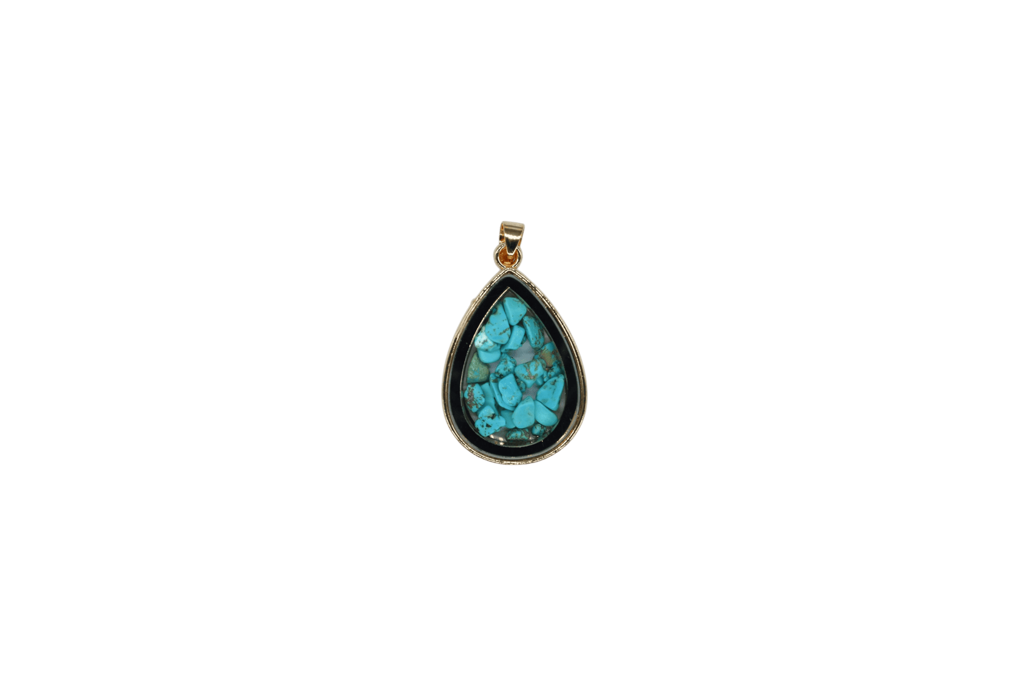 Dije de piedra turquesa encapsulado en forma de gota