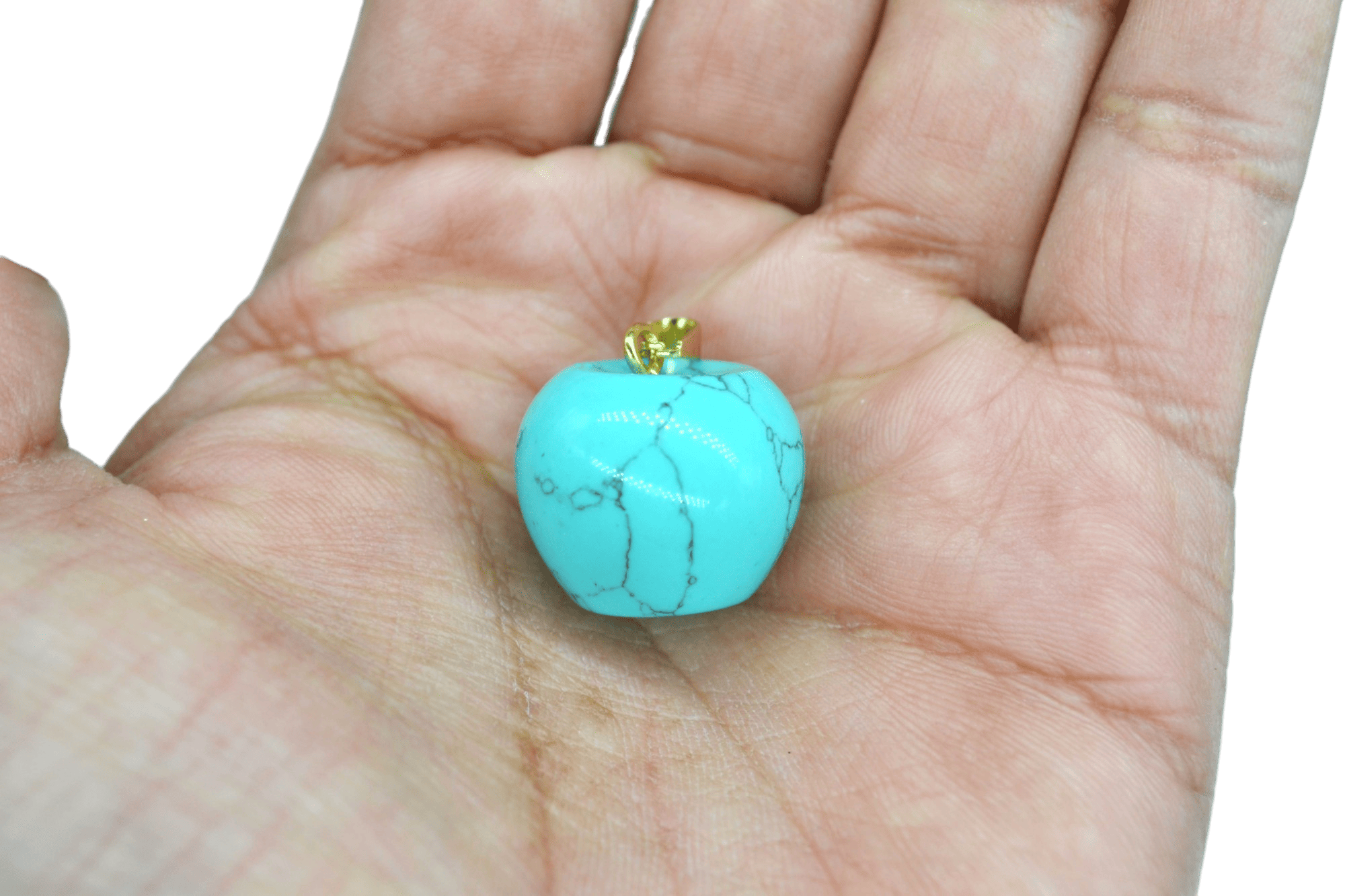 Dije de piedra turquesa en forma de manzana - Imagen 2