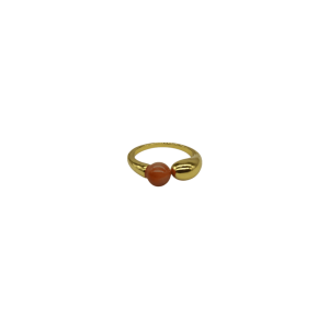 Anillo ajustable de piedra ágata amarilla diseño de cuenta de piedra simétrico