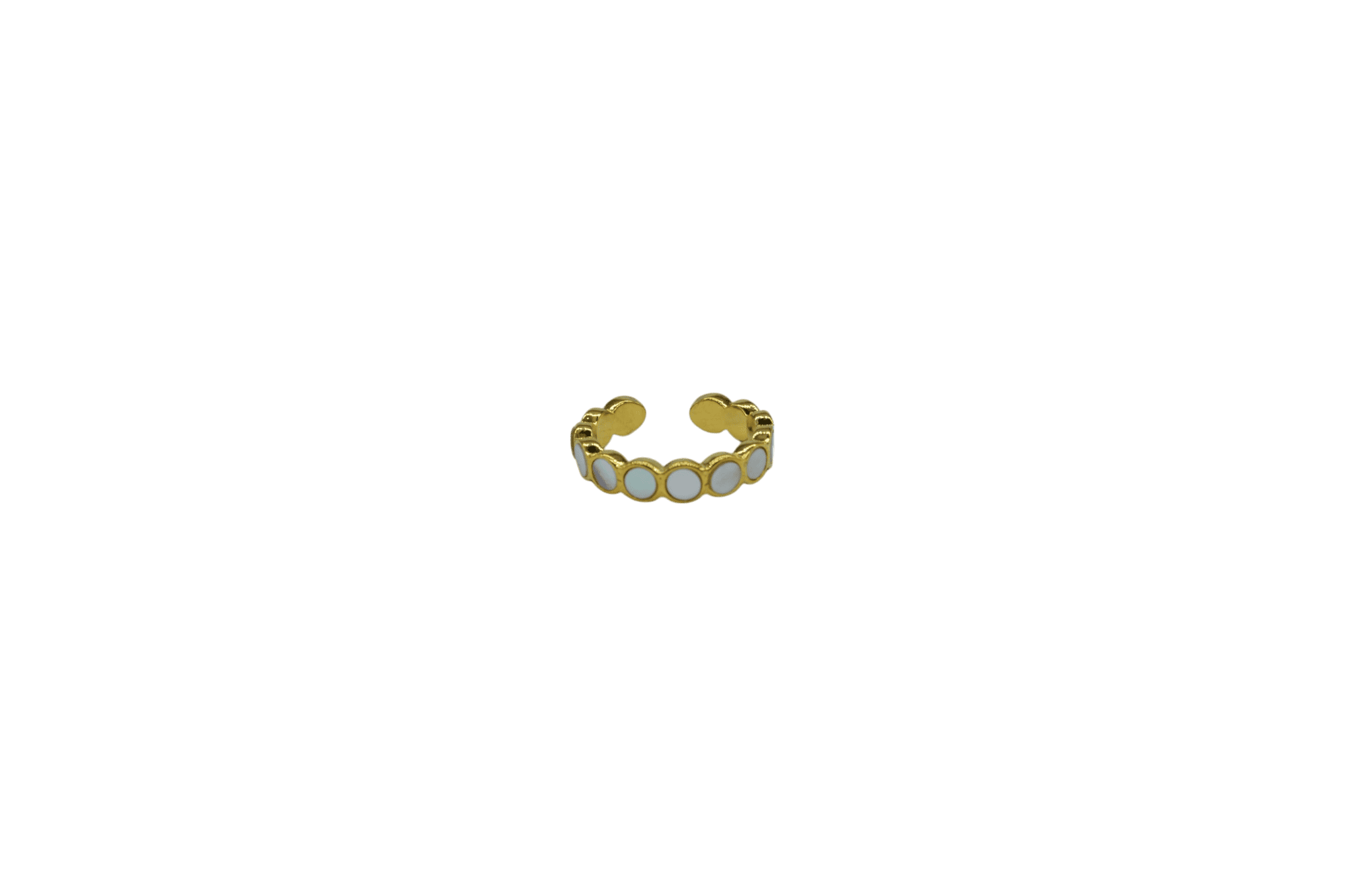 Anillo de latón ajustable diseño de círculos de perla madre