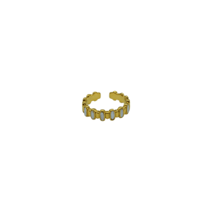 Anillo de latón ajustable diseño de óvalos de perla madre