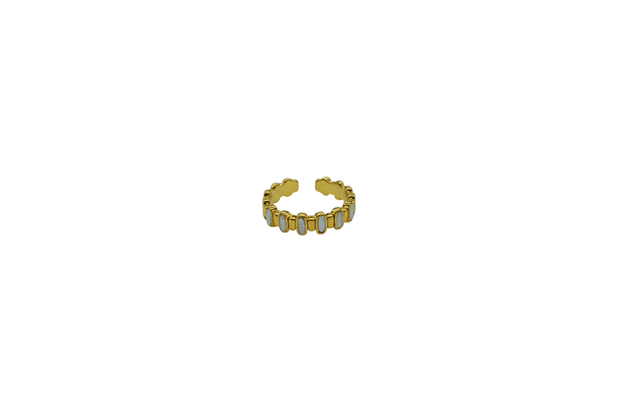Anillo de latón ajustable diseño de óvalos de perla madre