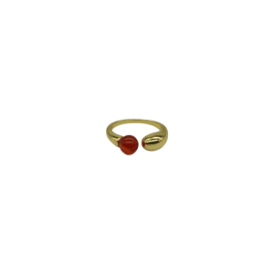 Anillo ajustable de piedra ágata cornalina diseño de cuenta de piedra simétrico