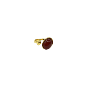 Anillo ajustable de piedra ágata cornalina diseño de piedra oval asimétrico
