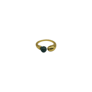 Anillo ajustable de piedra ágata musgosa diseño de cuenta de piedra simétrico