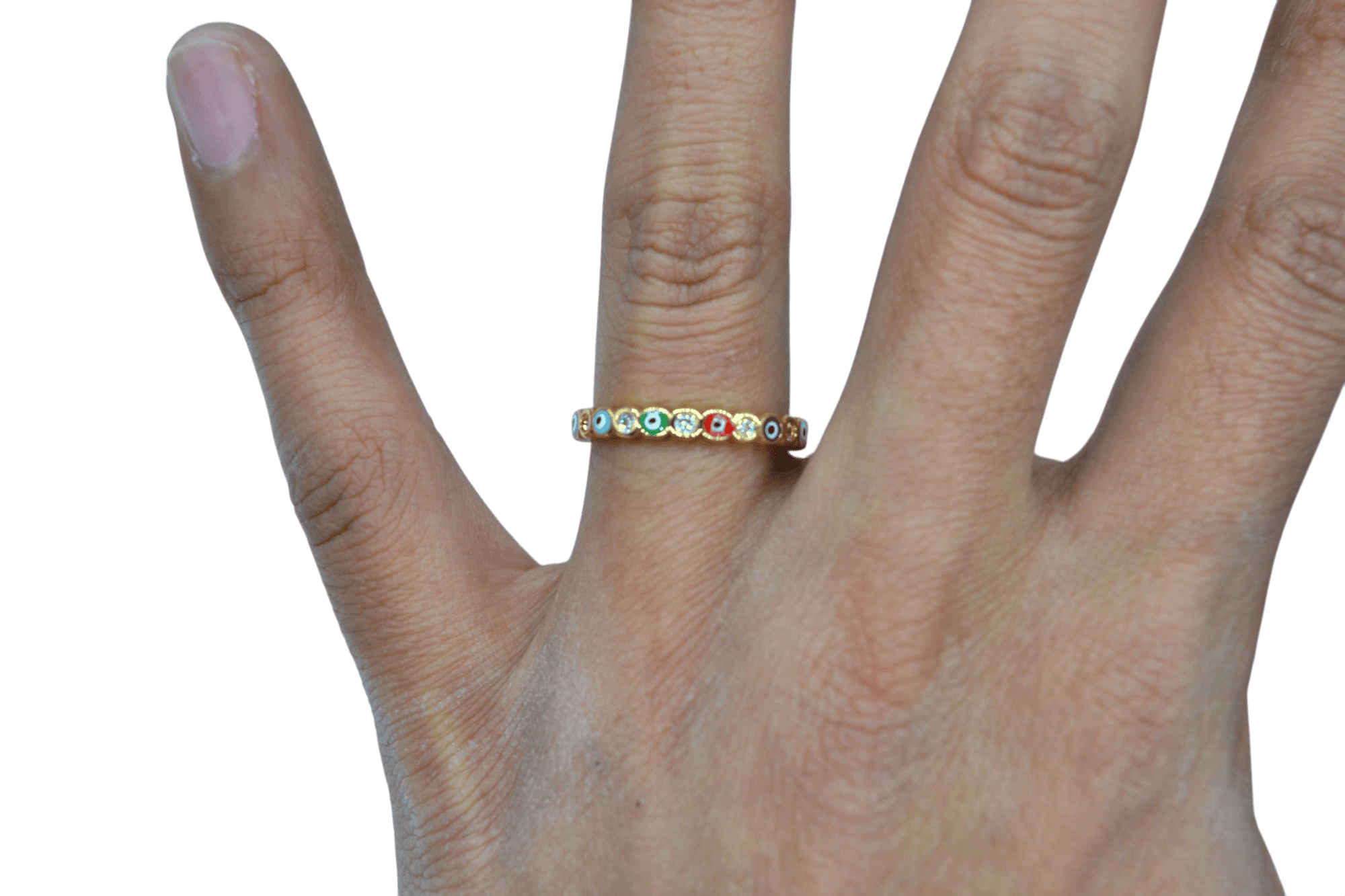 Anillo de latón ajustable diseño con ojo turco | Modelo 1 - Imagen 2